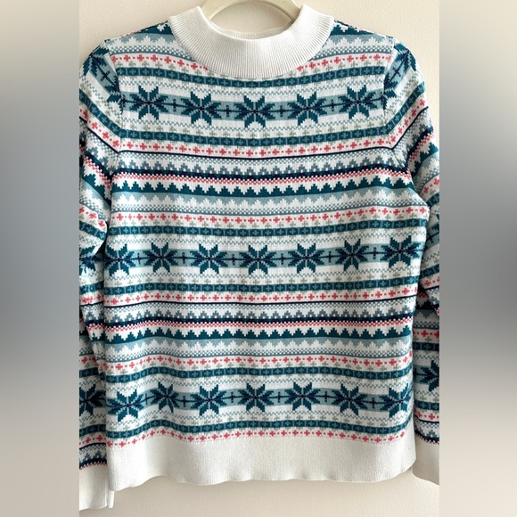 Talbots Petites Fair Isle Mockneck Pullover Sweater, Size Medium - Picture 13 of 15